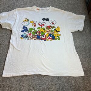 Nintendo Super Mario Bros Graphic shirt Men Large White Retro Character Print